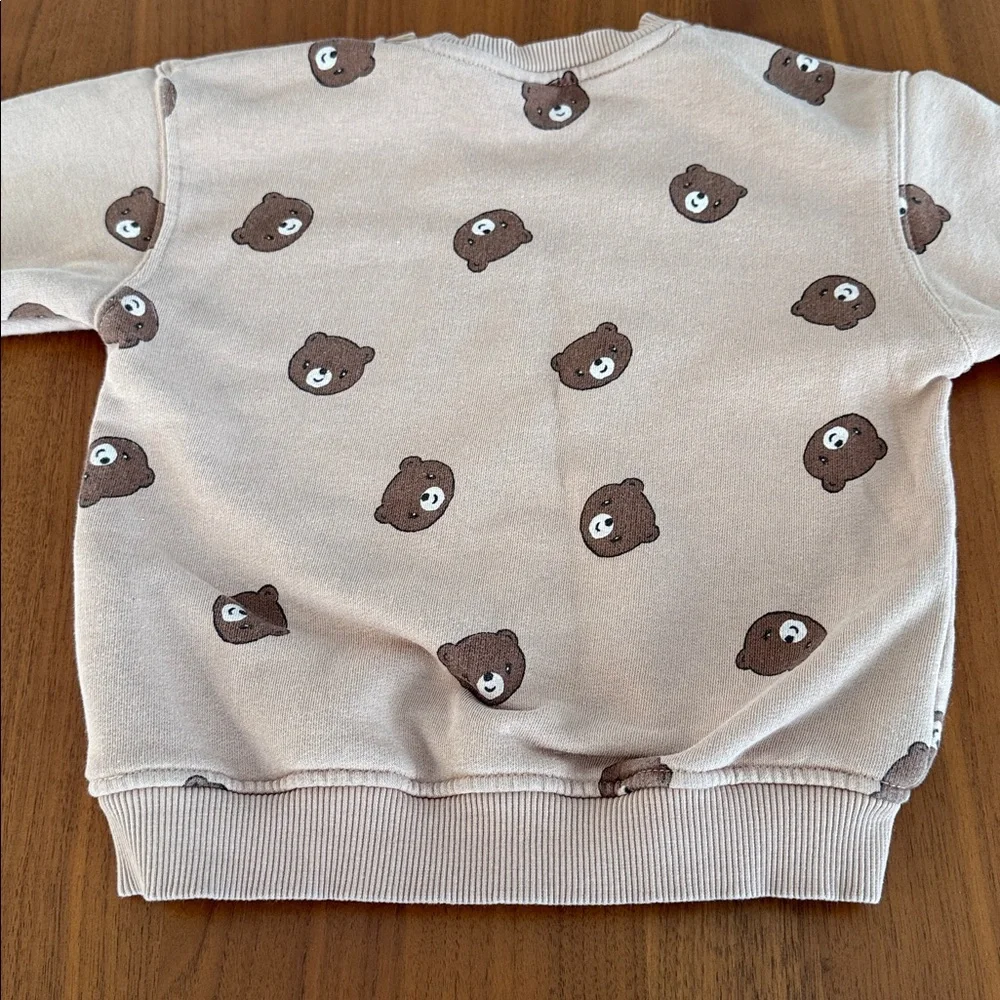 Zara Kids Light Brown Bear Pattern Sweatshirt